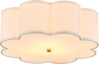 Modern Drum Semi Flush Mount Ceiling Light 17.71" Modern 3-Lights Gold Drum Ceiling Lighting Fixture Vintage Linen Ceiling Lamp for Laundry Room, Kitchen, Basement, Bedroom