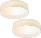 Hamilyeah LED Flush Mount Ceiling Light Fixture Set of 2, Dimmable Ceiling Light Fixture with Fabric Shade 24W 12inch 5CCT, Drum Light Fixture Ceiling Mount for Living Room, Kitchen, Bathroom, Bedroom