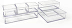 Isaac Jacobs 6-Tray Clear Acrylic Organizer Set, (Six Individual Trays), Multi-Purpose, Stackable Storage Solution for Makeup, Crafts, Desk, School, Office Supplies & More, for Bathroom, Kitchen