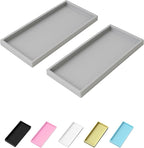 Vanity and Bathroom Tray, 11.8" ABS Countertop Organizer,Waterproof Vanity Tray for Toilet Tank,Perfume,Soap,Keys,Bathroom Accessories,Kitchen and Bath Trays,Non Slip Small Trays,Gray,2 Pack