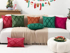 decorUhome Christmas Throw Pillow Covers 22x22 Inch Set of 2, Soft Plush Faux Fur Wool Green Couch Pillow Covers, Decorative Neutral Pillow Cases for Bed Sofa Living Room Home Decor