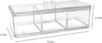 Isaac Jacobs 3-Compartment Clear Acrylic Rectangular Stackable Organizer with Lid, Multi-Sectional Drawer Tray, Storage Solution for Makeup, Craft Supplies, for Bathroom, Kitchen, Office (1, Clear)