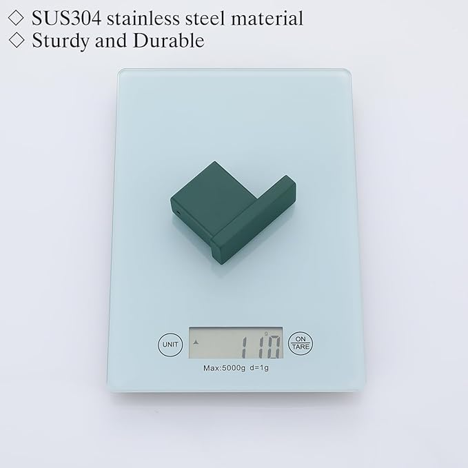RANDOM Dark Green Towel Hooks for Bathrooms Square Shower Hooks Stainless Steel Wall Mount Coat Hooks.96009-8DKG