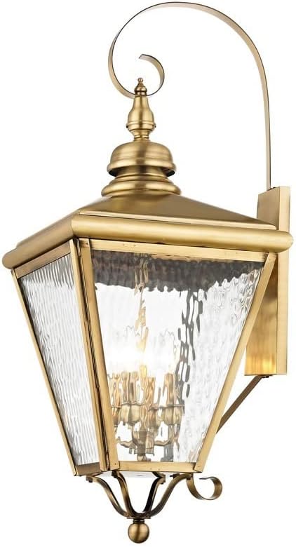 Livex 2036-01 Transitional Four Light Outdoor Wall Lantern from Cambridge Collection Finish, Antique Brass