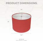 Royal Designs, Inc. Shallow Drum Hardback Lamp Shade, HB-610-14RED, Red, 13 x 14 x 9