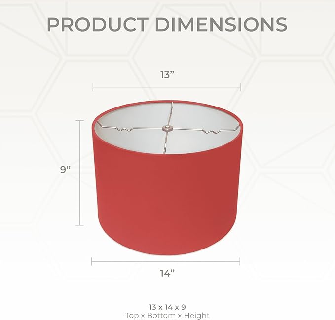 Royal Designs, Inc. Shallow Drum Hardback Lamp Shade, HB-610-14RED, Red, 13 x 14 x 9