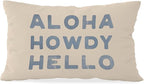 Blue Coastal Howdy Throw Pillow Cover 12x20, Dorm Decor, Granddaughter Preppy Coastal Decor, Trendy Retro Aloha Hello Coquette for Girls Room College Sofa Couch