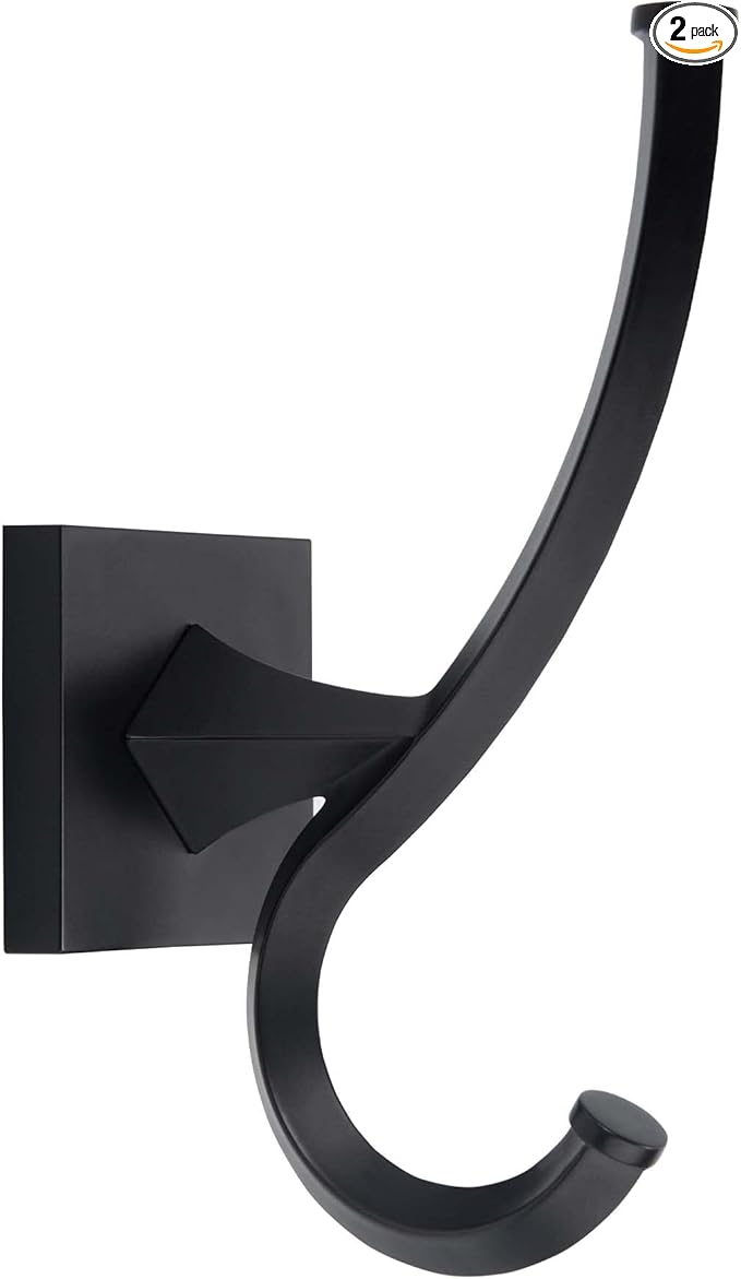 TUNNY 2 Pack Vintage Coat Hooks-Matte Black Wall Hooks Towel Hooks Towel Robe Hooks,for Entry Shoe Cabinet, Wardrobe Bathroom Bedroom Furniture Hardware