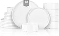 18 Pcs White Porcelain Dinnerware Set for 6, Ceramic Chip and Scratch Resistant Dish Set, Kitchen Plates and Bowls Set - Dishwasher & Microwave Safe, QOMO-1996