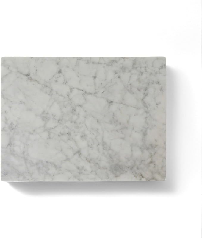 Natural Marble Cutting Board- 16x12 Inch Kitchen Bakery Tool for Professional Chef & Baker's Tray - Marble Display for Elegant Food Presentation & Stylish Kitchen Decor (white)