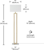 GLOBE Electric 12273 D'Alessio 58" Floor Lamp, Gold, White Linen Shade, Faux Marble Base, On/Off Socket Rotary Switch, Title 20 LED Bulb Included