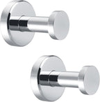 APLusee Polished Chrome Bathroom Towel Hooks 2 Pack, 304 Stainless Steel Round Robe Hooks for Bathroom Kitchen Garage, Heavy Duty Wall Mounted Towel Hanger