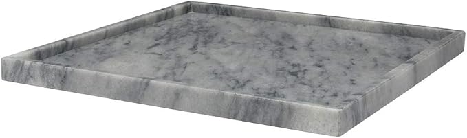 Natural Marble Stone Tray - Hand Carved, Polished Marble Bathroom Tray w/Non-Slip Rubber Pads – Compact Marble Vanity Tray in 3 Shapes - Versatile, Luxury Stone Tray for Bathroom, Kitchen & More