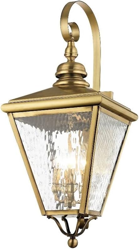 Livex 2036-01 Transitional Four Light Outdoor Wall Lantern from Cambridge Collection Finish, Antique Brass
