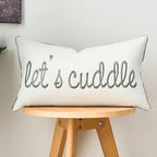 Sunkifover Decorative Rectangle Pillow Covers 12x20 Inches, Soft Solid Lumbar Pillowcase, Embroidered Rectangular Cushion Covers with Let's Cuddle Quote for Bed, Bedroom (Color Grey)