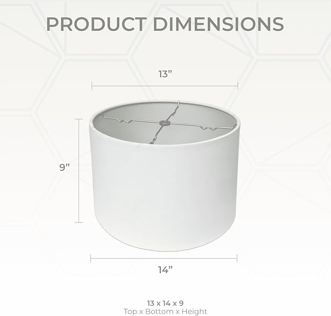 Royal Designs, Inc. HB-610-14LNWH-2 Shallow Drum Hardback Lamp Shade, 13 x 14 x 9, Linen White, 2-Pack