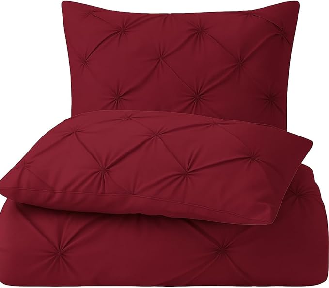King Pillow Shams Set of 2 Burgundy 20x36 Pinch Pleated Pillow Shams Hotel Quality 100% Egyptian Cotton 600 Thread Count Gorgeous Decorative Pinch King Pillow Sham Set
