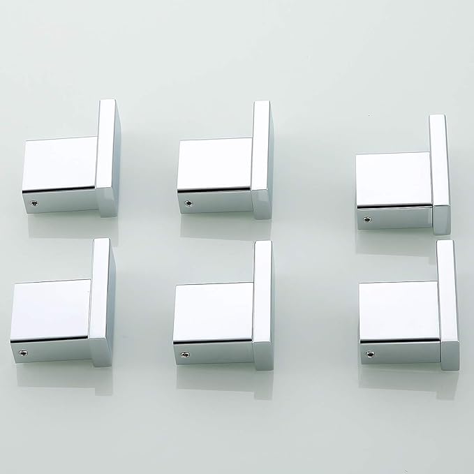 RANDOM Towel Hooks Bathroom Hardware Accessories Coat Hook 304 Stainless Steel Clothes Hook for Bath Kitchen Contemporary Hotel Style Wall Mounted 2 Pack. (Square, Chrome)