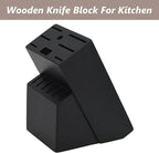 Wood Kitchen Knife Block, Universal Kitchen Knife Holder Kitchen Knife Storage Rack 14 Slots Knife Holder (Black)