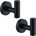 Angle Simple Matte Black Towel Hook 2 PCS, Stainless Steel Kitchen Bathroom Towel Holder, Round Coat Robe Hanger for Wall