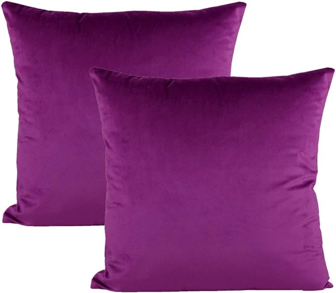 20x20 Inch Purple Throw Pillow Covers Decorative Magenta Velvet Square Soft Solid Cozy Cushion Cases Home Decor for Couch Sofa Bedroom Office Set of 2