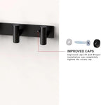 PMMASTO Coat Rack Wall Mounted, 5 "T Shaped Wall Hooks for Hanging, Heavy Duty Stainless Steel Coat Hook Rail for Hat Towel Robes in Bathroom Kitchen Mudroom Entryway (Black, 2 Pack)