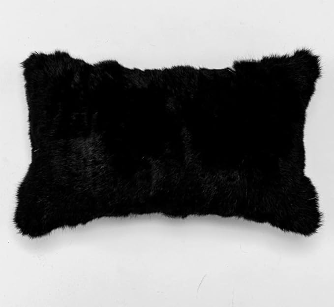 Rabbit Skin Fur Luxury Pillowcases Cushion Cover Soft Throw Cases for Living Rooms Covers Fur Pillow Case Cushion (Black, 30×50cm（12in×20in）)