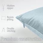 lalaLOOM Velvet Throw Pillow Covers, Set of 2, 18x18 Decorative Square Pillows Home Decor, Soft Accent Cases, Silky Machine Washable Pillowcases for Sofa, Couch, Bedroom, Living Room, Light Blue