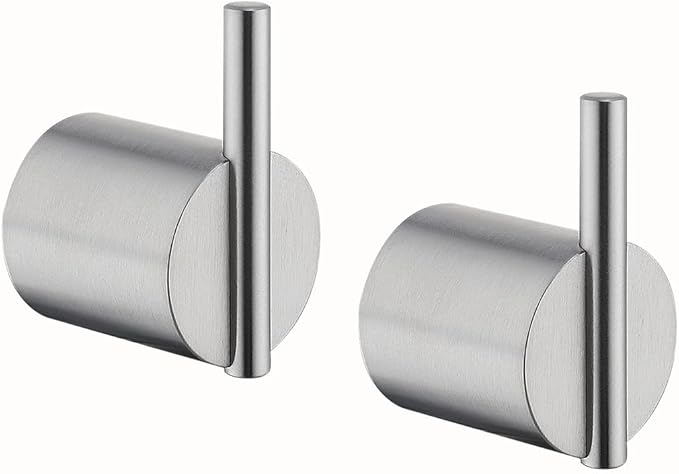 RANDOM Brushed Nickel Towel Hook Round Towel Hooks for Bathrooms Wall Mount Hand Towel Holder SUS304 Stainless Steel Wall Hook Modern Coat Robe Hook 2 Pack.96068-8BS