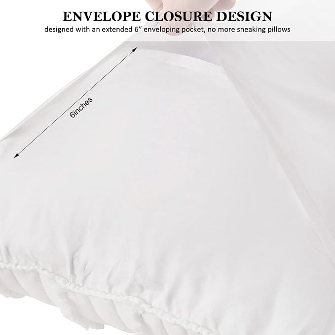 BOSOWOS Queen Size Pillow Shams Set of 2, Ultra Soft Breathable 20 x 30 Inches Pillow Case Envelope Closure, Microfiber Farmhouse Bed Pillowcases for Easy Care, White