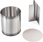 Cooler Kitchen Rotating Extra Large Stainless Steel Utensil Holder Caddy with Sturdy No-Tip Weighted Base, Removable Divider, and Gripped Insert Bottom -Dishwasher Safe Metal Cooking Utensil Holderâ