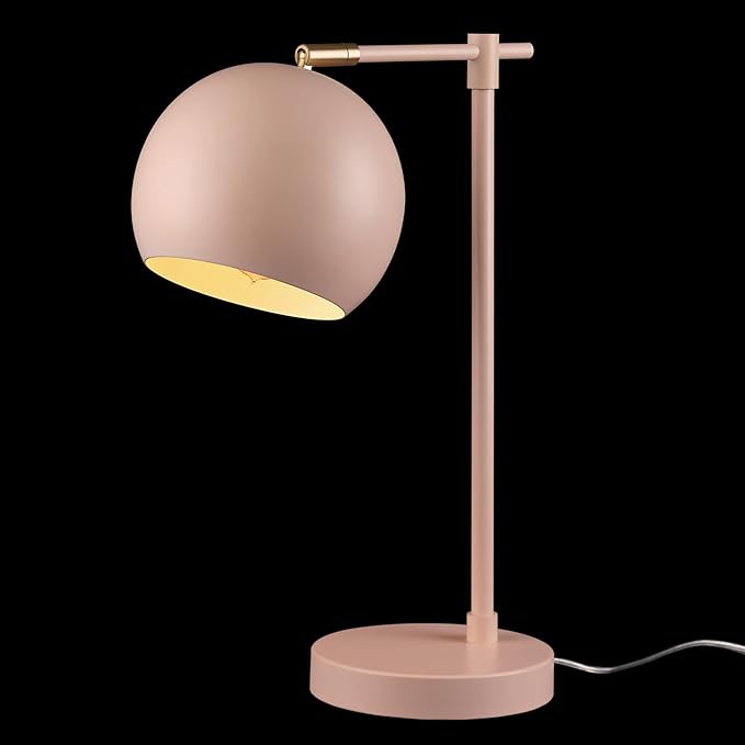GLOBE Electric 52285 Hannah 18" Desk Lamp, Matte Pink, Brass Pivot Joint, in-Line On/Off Rotary Switch