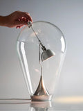 Bofea-Modern Glass Table Lamp,Desk Lamp for Home Office,Globe Nightstand Lamps with Clear Glass Shade,Touch Control Reading Light Creative Swing Arm Lamp for Living Room Study Room Decorative