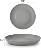 Homienly Dinner Plates Set of 8 Premium Wheat Straw Plate Alternative for Plastic Plates Lightweight Round Plate Set Microwave and Dishwasher Safe Plates for Kitchen Unbreakable (Grey, 10 inch)