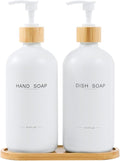Kitchen Soap Dispenser Set, Hand and Dish Soap Dispenser for Kitchen Sink (White)