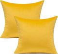 Velvet 24x24 Throw Pillow Covers Yellow Bright Autumn Decorative Square Couch Pillowcases Sofa Super Soft Solid Cozy Cushion Cases Home Decor for Bedroom Living Room Car Pack of 2