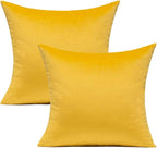 VAKADO 20x20 Inch Set of 2 Mustard Yellow Velvet Throw Pillow Covers Decorative Cozy Soft Solid Square Cushion Cases Home Decorations for Couch Patio Sofa Bedroom Office