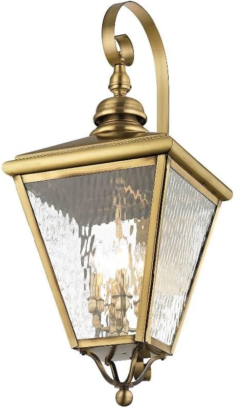 Livex 2036-91 Transitional Four Light Outdoor Wall Lantern from Cambridge Collection in Pwt, Nckl, B/S, Slvr. Finish, Brushed Nickel