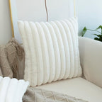 JOJUSIS Pack of 2 Faux Fur Plush Decorative Throw Pillow Covers Couch Cushion Case Soft Pillowcases (White, 24 x 24-Inch)