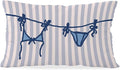Beachy Throw Pillow Cover 12x20, Blue Coastal Room Decor, Trendy Indoor Outdoor Lumbar Pillow Cover, Preppy Bikini Prints Girls Room College Dorm Sofa Couch Decor