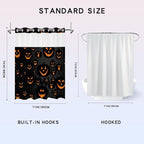 Hookless Halloween Shower Curtain Set with Rugs, Pumpkin Bathroom Halloween Decorations, U Shaped Rug, Toilet Lid Cover, Bath Mat, Waterproof Fabric Evil Pumpkin Design, 71" W x 74" L