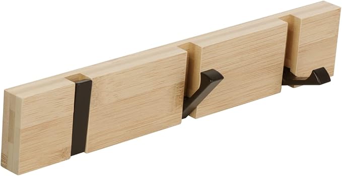 JSVER Coat Rack Wall Mount Coat Hooks, Coat Hooks Wall Mounted with 3 Standard Retractable Hooks, Space-Saving Coat Rack for Entryway, Hallway, Bathroom, Living Room, Bedroom