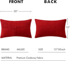 MIULEE Christmas Red Corduroy Pillow Covers Pack of 2 Boho Decorative Spliced Throw Pillow Covers Soft Solid Couch Pillowcases Cross Patchwork Cushion Covers for Living Room Bed Sofa 12x20 inch