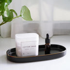 10x5 Bathroom Vanity Tray, Oval Ceramic Decorative Perfume Candle Tray for Bathroom/Kitchen Counter, Black