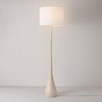 GLOBE Electric 52112 65" Floor Lamp, Faux Wood Finish, White Cotton Shade, Japandi Style, E26 Base, Modern Bedroom and Living Room Lighting