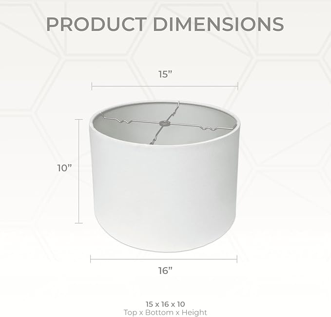 Royal Designs, Inc. HB-610-16LNWH-2 Shallow Drum Hardback Lamp Shade, 15 x 16 x 10, Linen White, 2-Pack