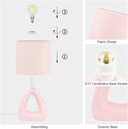 Lampwell LILA Small Table Lamp for Living Room as Bedside Table Lamp for Bedroom,Modern Ceramic Table Lamp,Kids Table Lamp,Night Table Lamp,6.7×3.94×H11.8IN,Bulb Excluded,Light Pink Table Lamp