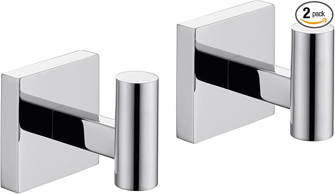 KOKOSIRI Robe Hook Bathroom Towel Coat Hooks for Bath Kitchen Wall 2 Pack Chrome Stainless Steel B1013CH-P2