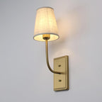 Farmhouse Brass Wall Sconce 1-Light, Linen Fabric Shade Wall Lamp Hardwired Indoor Wall Light for Bedroom Living Room Vanity Bathroom (Linen Cloth 2-Pack)