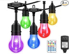 96FT Outdoor String Lights, 30 Shatterproof Edison Bulbs, Dimmable Color Changing RGB LED Patio Lights with 2 Remote Controllers. Perfect for Backyard Decorative Lighting